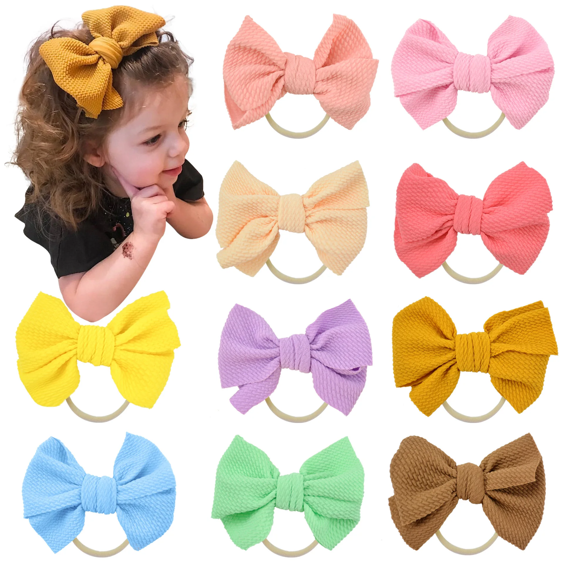 Baby Headband Bow Girl Headbands Toddler Nylon Elastic Hair Accessories Kids Head Band Infant Hairband Newborn photography Props