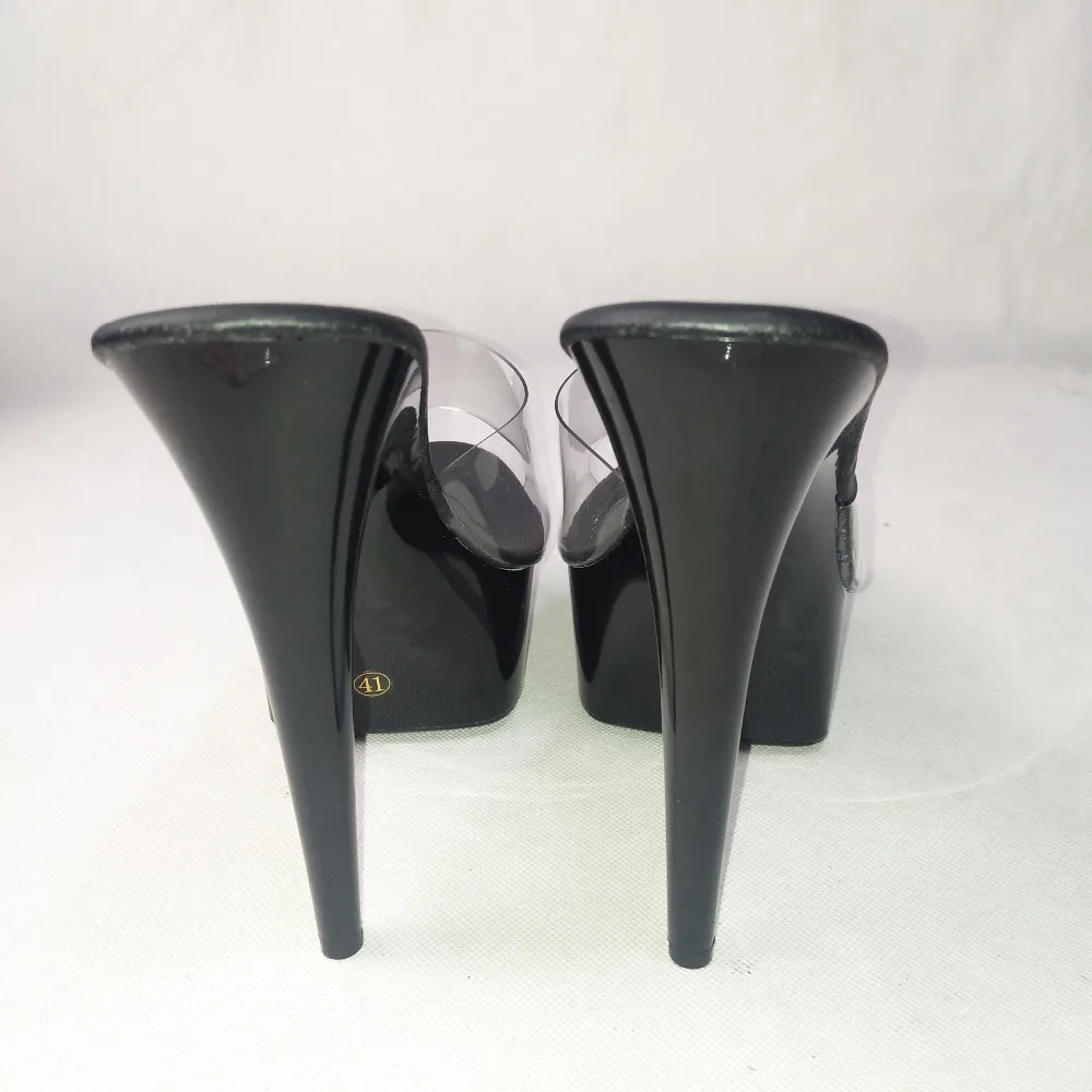 Пикантные прозрачные туфли на высоком каблуке 15 см обувь толстой подошве 6 дюймов