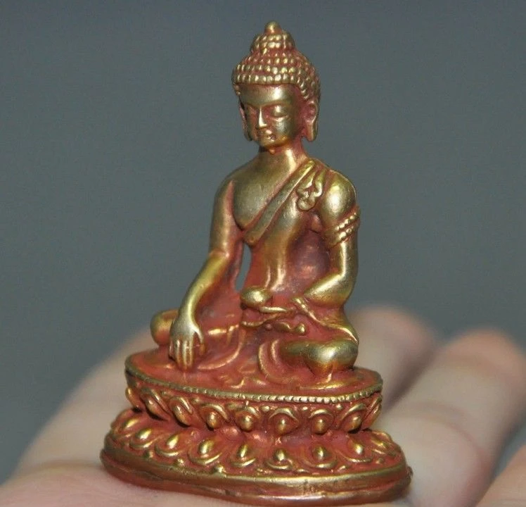 Tibet Buddhism bronze 24k gold Gilt Medicine Buddha Sakyamuni Shakyamuni statue | Дом и сад
