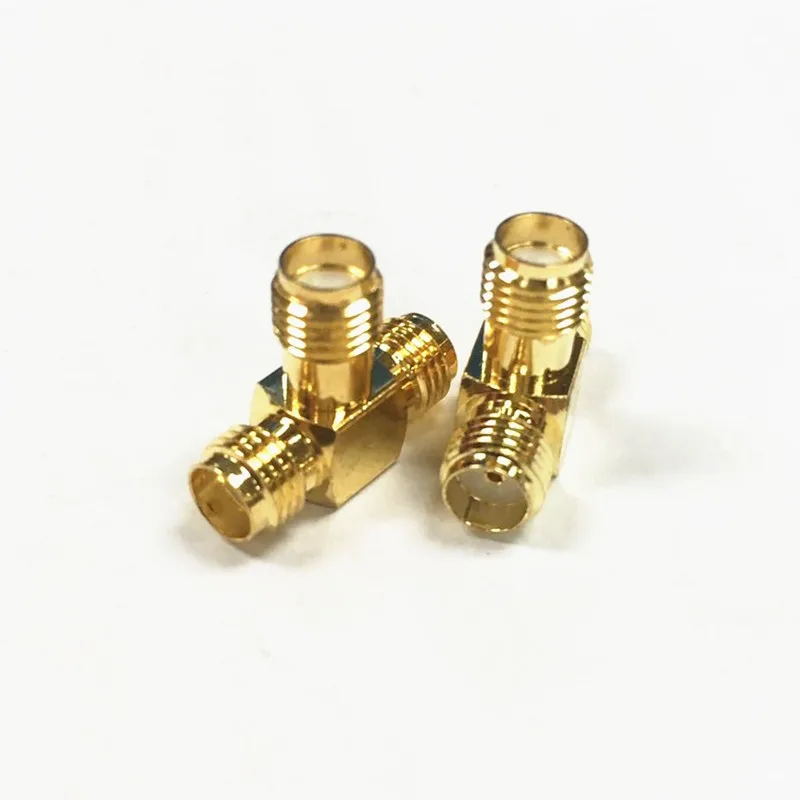 Тройной T type SMA 1 Female to 2 Double Jack Коннектор 3 коаксиальный адаптер из золотой и медной