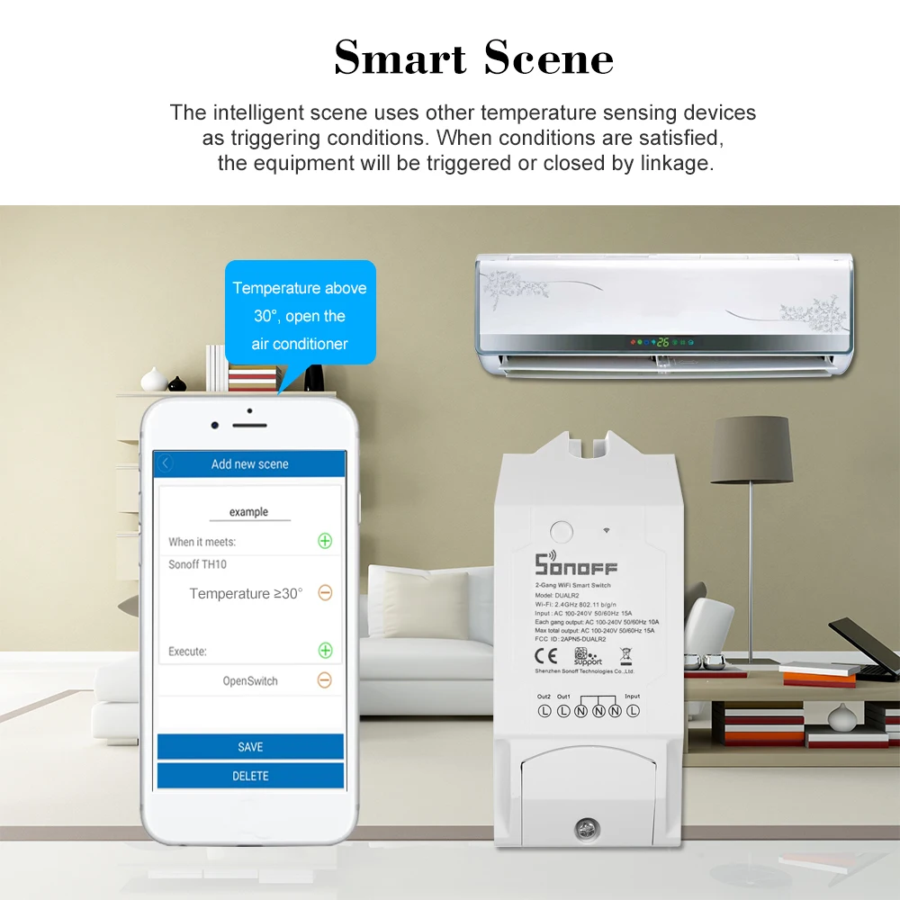 Двухканальный Wi-Fi Смарт-переключатель SONOFF ITEAD работает с Amazon Alexa и Google Home