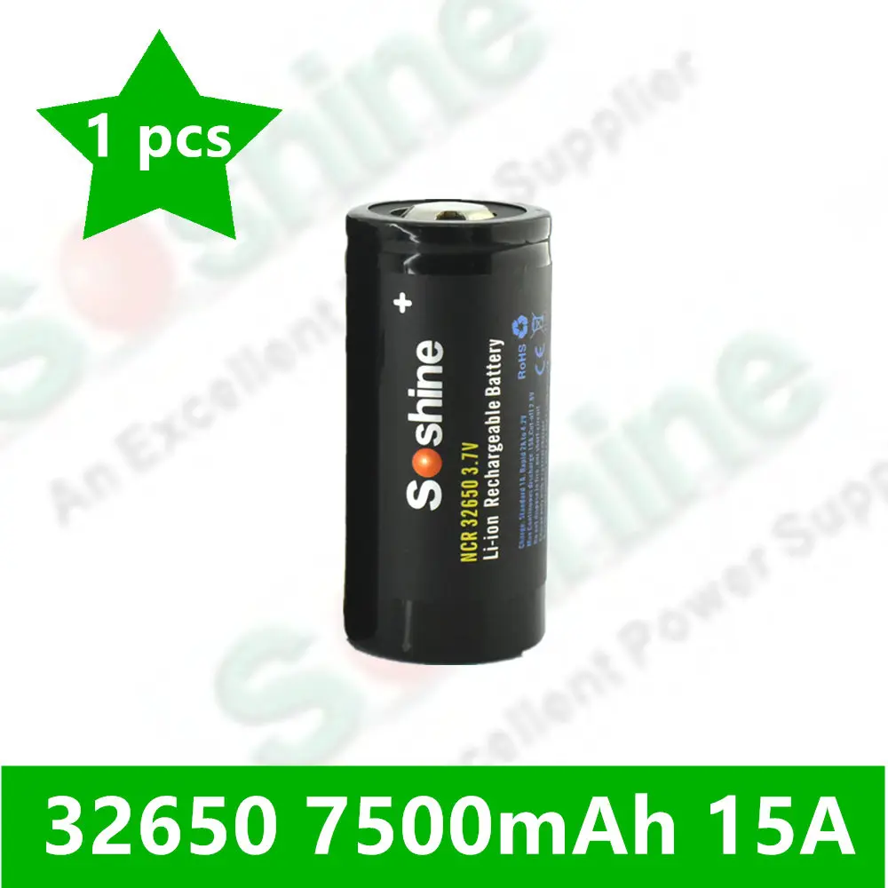 Оригинальный литий-ионный перезаряжаемый плоский аккумулятор SOSHINE NCR 32650 7500 мАч 15