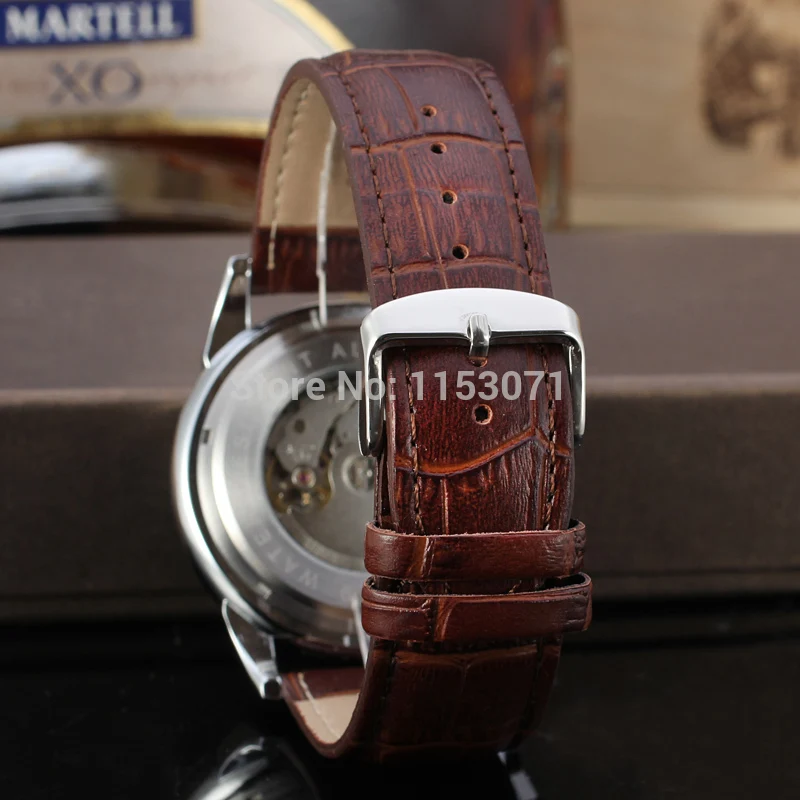 Forsining мужские часы автоматический деловые отношения с Лунной фазой ремешок из