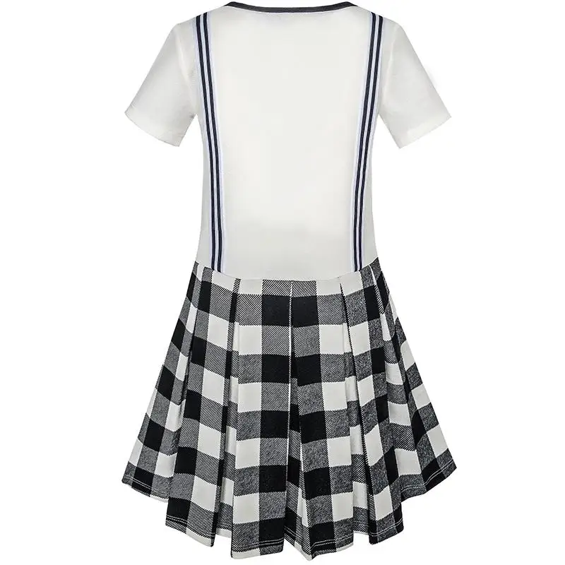 Girls Dress School Uniform Black White Check Suspender 2020 Summer Princess Wedding Party Dresses Size 4-10 Carnival Vestidos | Детская