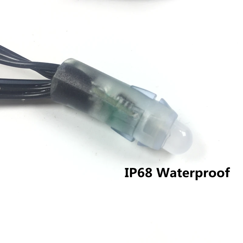 50 шт. DC5V/DC12V 12 мм WS2811 IC RGB светодиодная модульная гирлянда черный провод
