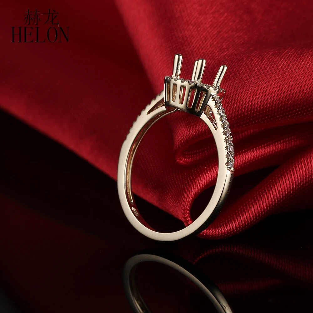 HELON Solid 14k желтое золото подлинные натуральные бриллианты обручальное кольцо для женщин Трендовое ювелирное изделие подходит 6 мм круглый