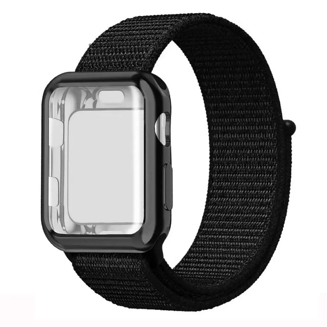 black Нейлоновый ремешок для наручных часов Apple Watch серии 3/2/1 38 мм 42 мм из мягкой дышащей ткани, сменный спортивный браслет для наручных часов iWatch серии 4 40 мм 44 мм - Цвет ремешка: black