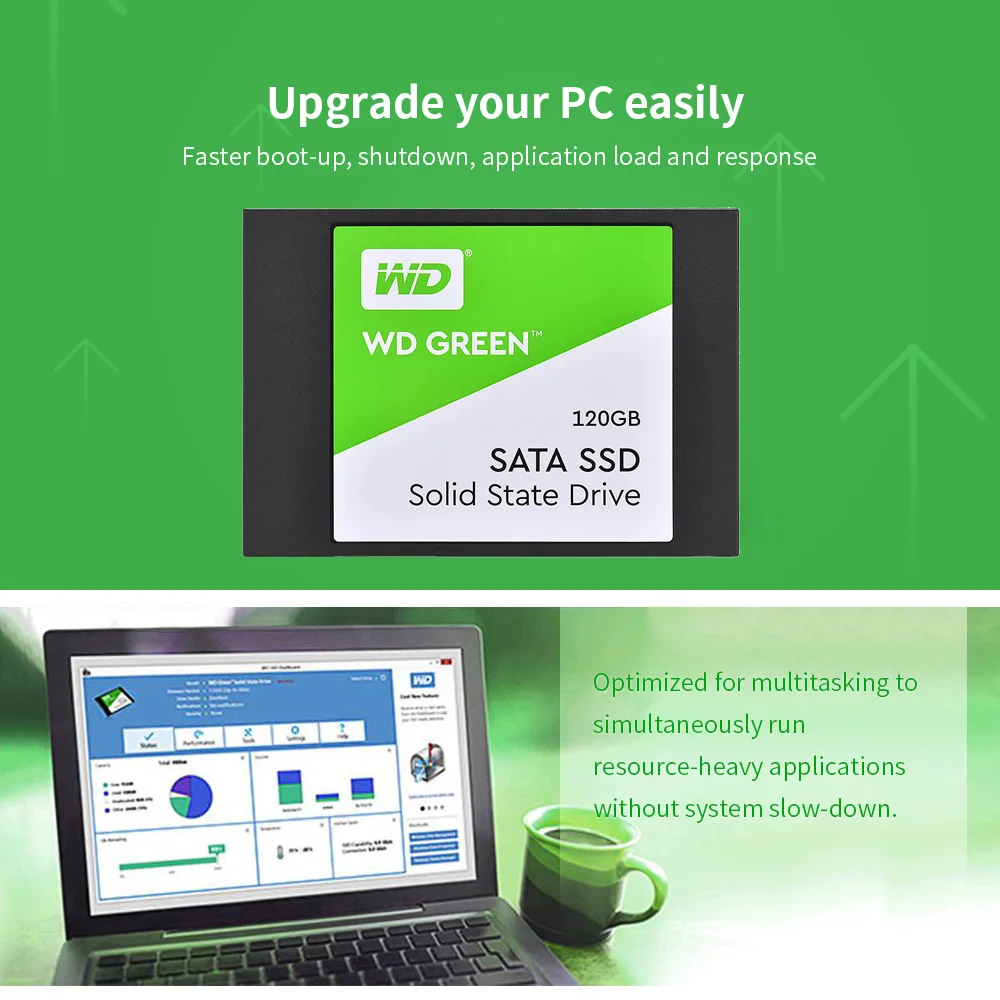 Western Digital WD SSD зеленый твердотельный накопитель 120 ГБ 240 480 ТБ 2 5 дюйма внутренний