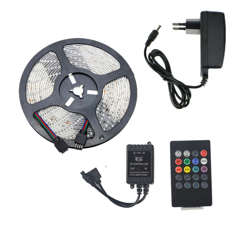 5 м 10 RGB Светодиодная лента 12 в музыкальный светодиодный контроллер 15