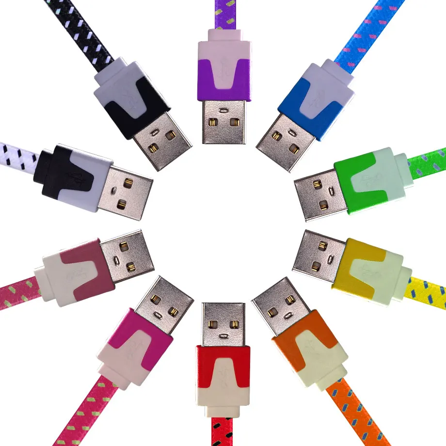 Olaudem Mobile Phone Cable USB Micro Nylon Braided Flat For Samsung Android Charging Cord CB030 | Мобильные телефоны и
