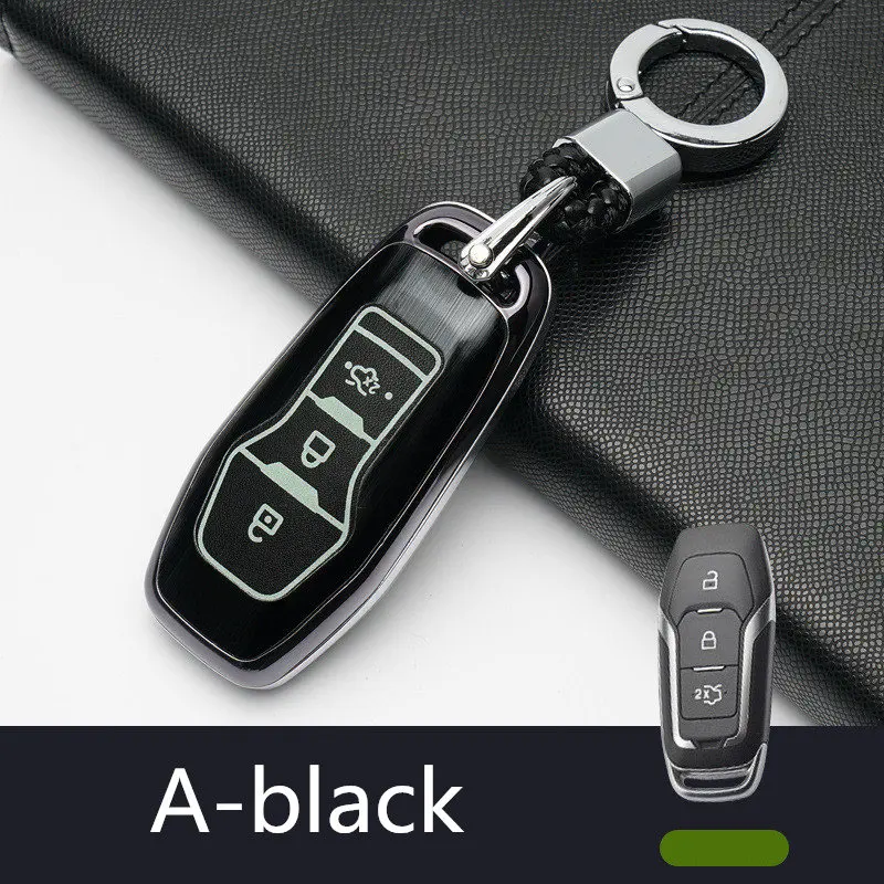 A-Black Светящийся Автомобильный Складной Дистанционный чехол для ключей для Ford Fusion MONDEO Mustang F-150 Explorer Edge брелок лаконичный прочный - Название цвета: A-Black