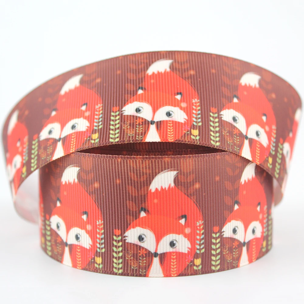 

1-1/2" cute fox printed grosgrain ribbons cartoon ribbon 38mm 10 yards DIY bows band wedding party decorative ribbons