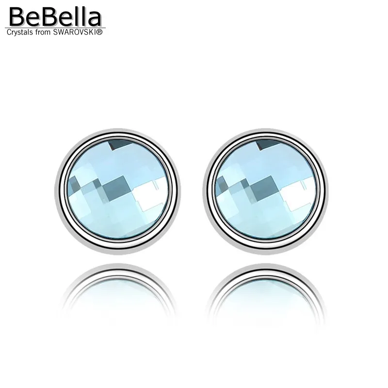 Женские серьги гвоздики BeBella круглые с кристаллами Swarovski 0 8 см рождественские