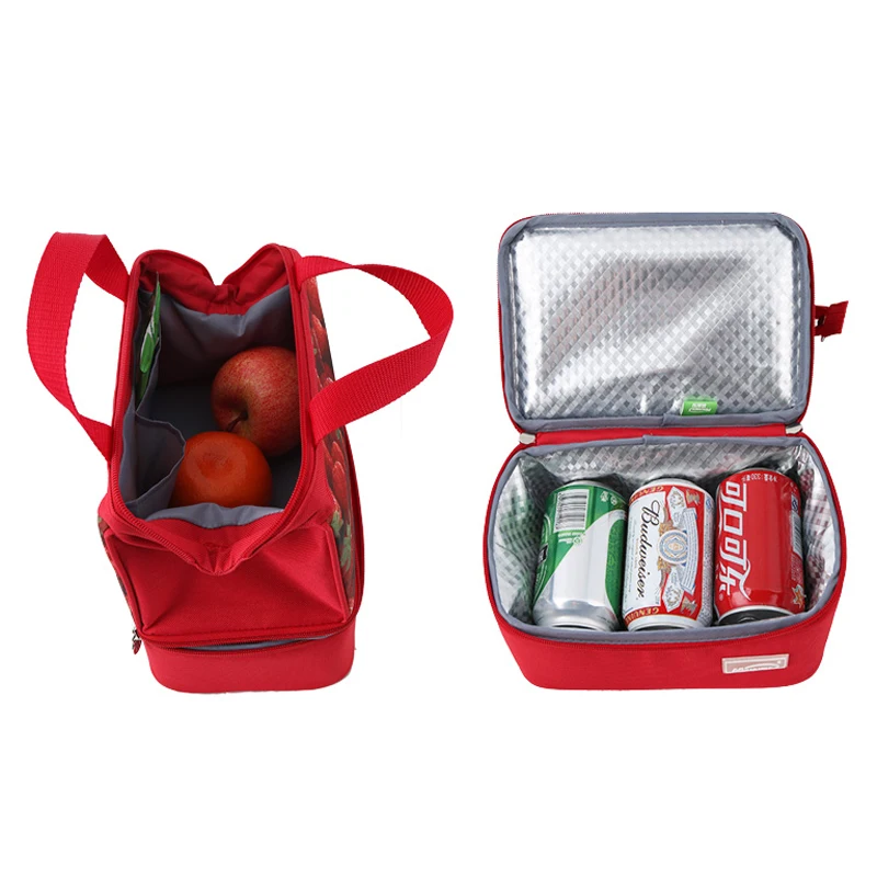 Термосумка KinNet двухслойная изолированная сумка кулер красная через плечо из