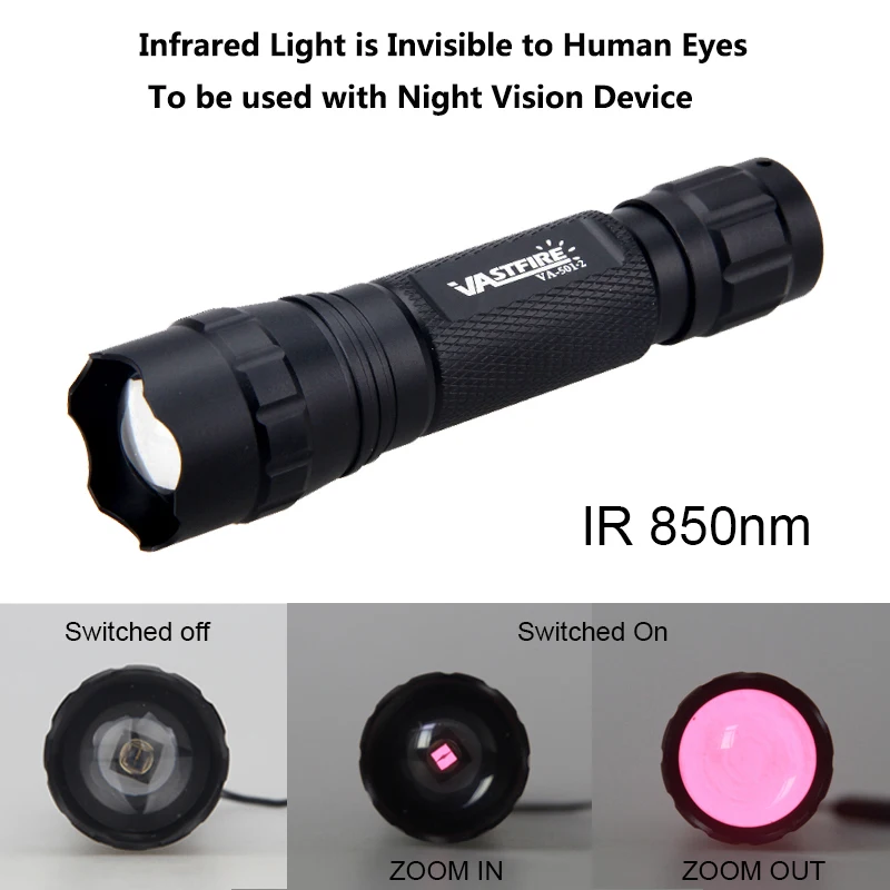 Светильник тическая ИК-вспышка с фокусировкой IR850NM IR 940NM фонарь инфракрасным