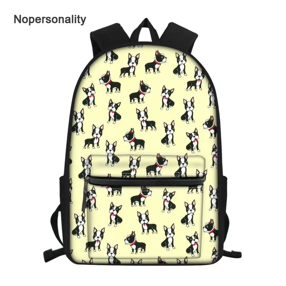 

Nopersonality Cute Boston Terrier Print School Bag for Boys Girls Orthopedic Children Schoolbag Kids Bookbags sac a dos enfant