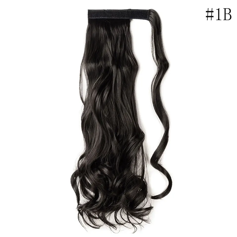 natural black SNOILITE 43 см длинные волнистые настоящие шиньон конский хвост из натуральных волос клип в хвосте пони наращивание волос обернуть вокруг на синтетические волосы кусок - Цвет: natural black
