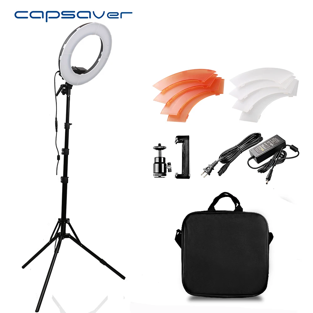 Capsaver 1" кольцевой светильник для видео CRI90 с регулируемой яркостью 5500K 196 светодиодный s фото светильник светодиодный кольцевой светильник для студии видео кольцевой светильник