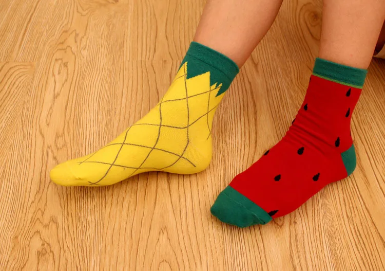 1 пара Ms. Socks Chaussette/теплые зимние Рождественские Носки с рисунком лимона и ананаса