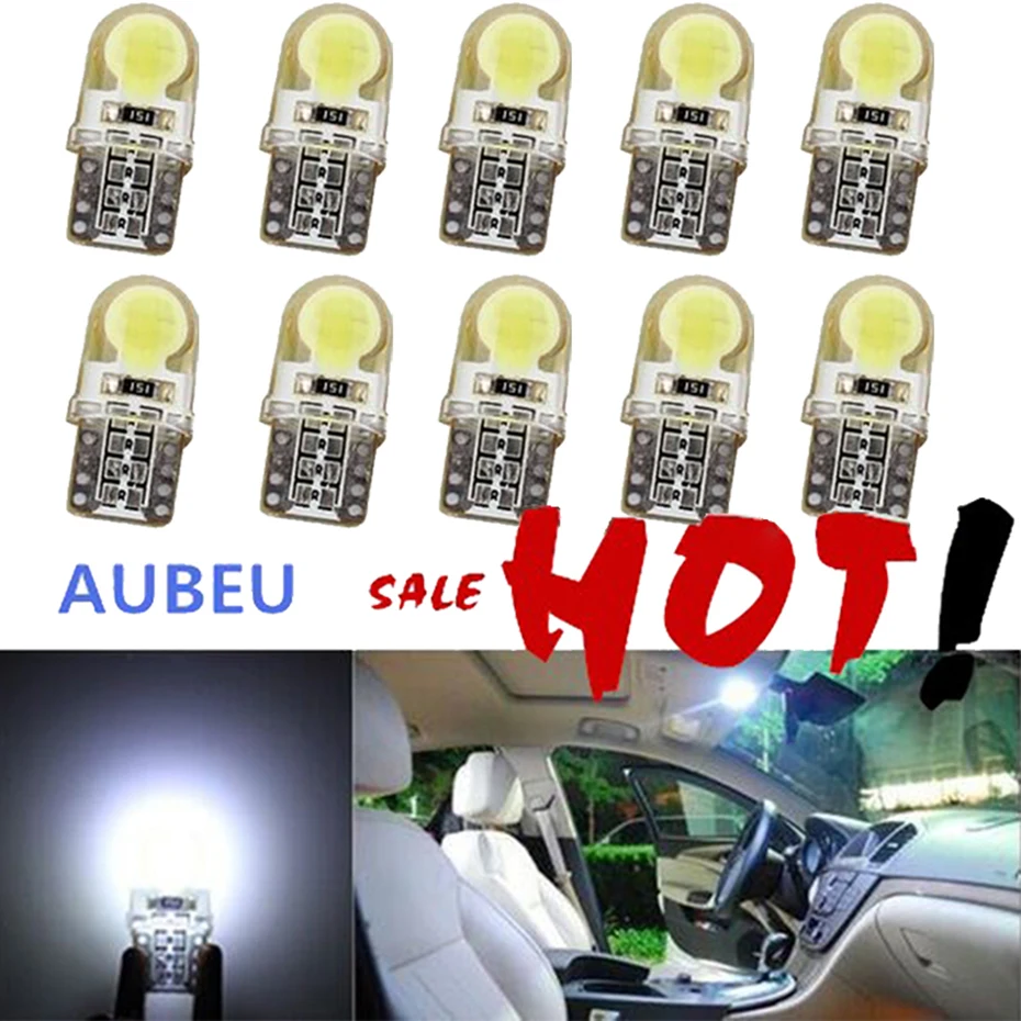 10 шт. Авто T10 светодиодный холодный белый 194 W5W 168 светильник COB силиконовая