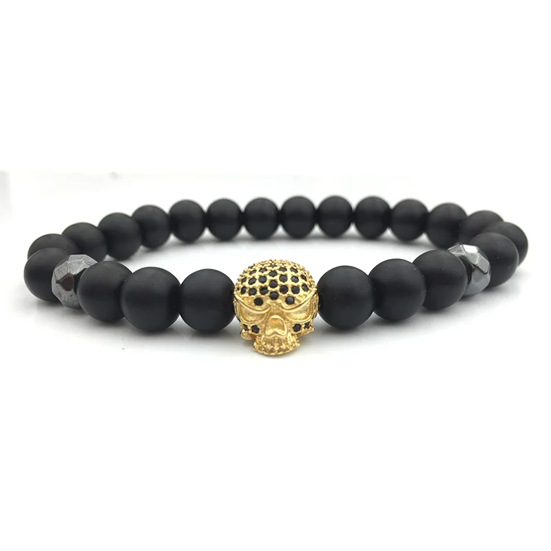 Браслет с черепом, мужские ювелирные браслеты для женщин, Pulseira Masculina, каменные браслеты, Feminina Bileklik Pulseras Mujer Femme Pulseiras - Окраска металла: pulseira