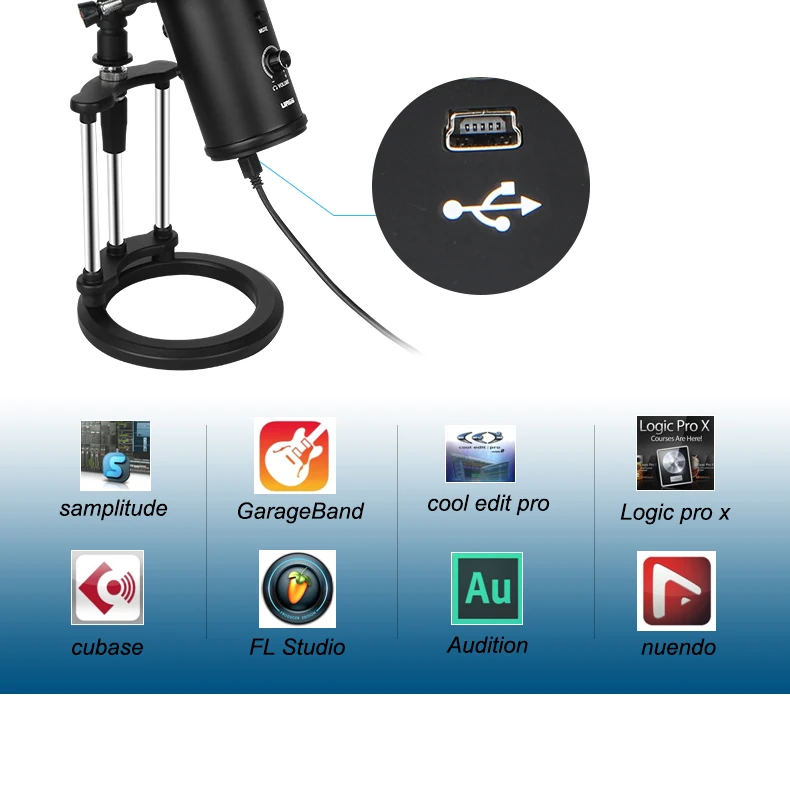 Alctron UR66 USB микрофон имеет 3 капсулы, чтобы подобрать звук более ярким и реальным