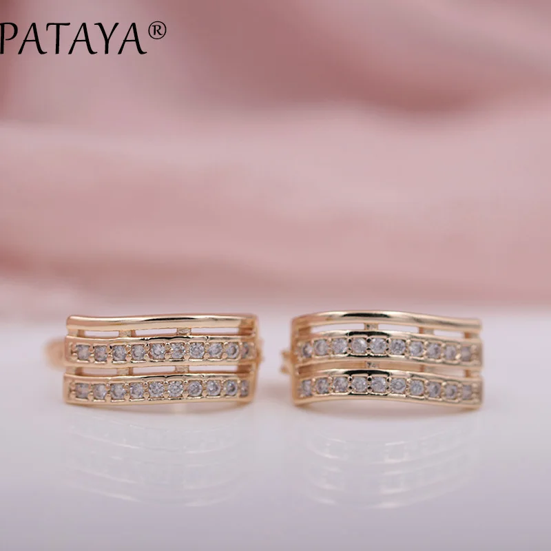 PATAYA, рождественский подарок, дропшоппинг, 585, розовое золото, натуральный циркон, серьги, кольца, наборы, для женщин, свадьба, микро-воск, инкрустация, ювелирное изделие