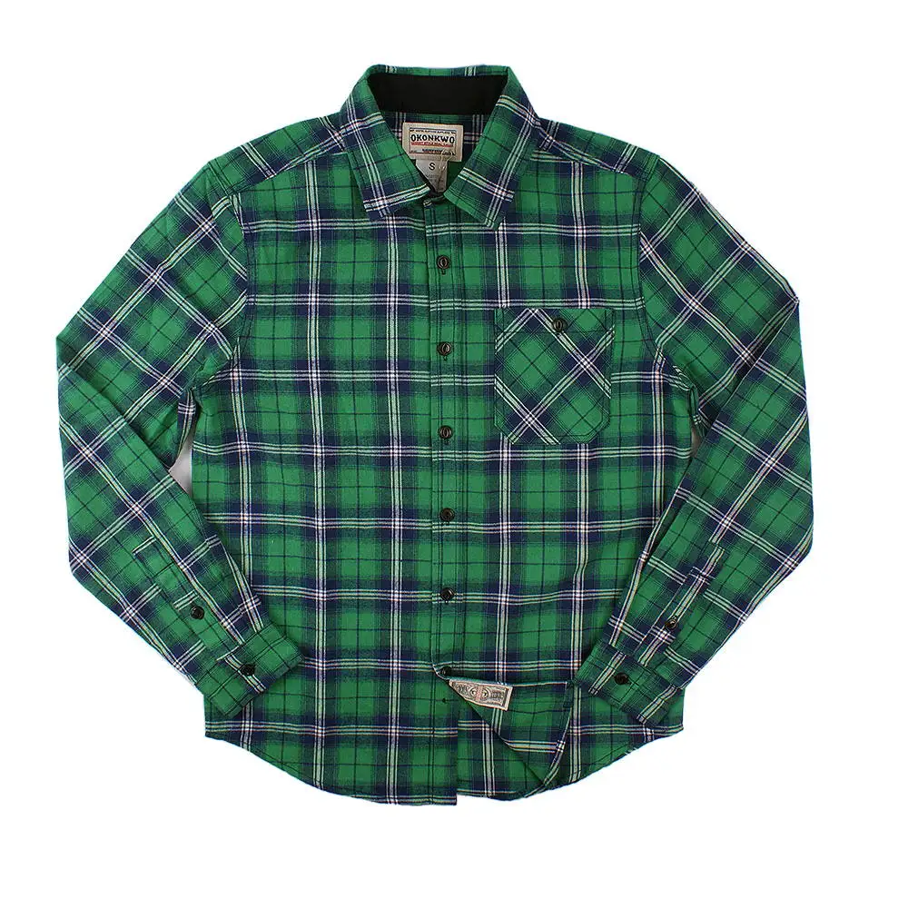 Хлопковая Клетчатая Мужская рубашка с длинным рукавом, Chemise Homme, красная, зеленая, Клетчатая Мужская рубашка, Повседневная, приталенная, Roupas Masculina, Осень-зима - Цвет: green