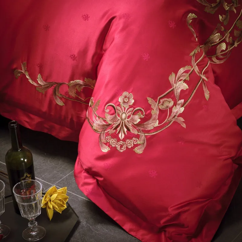 Роскошный атласный шелковистый жаккардовый Комплект постельного белья King queen