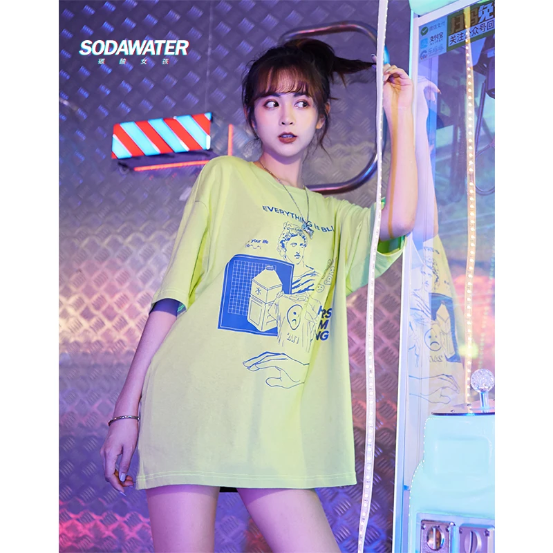 SODAWATER Girl коллекция 2019 уличная одежда футболка с принтом летняя стильная