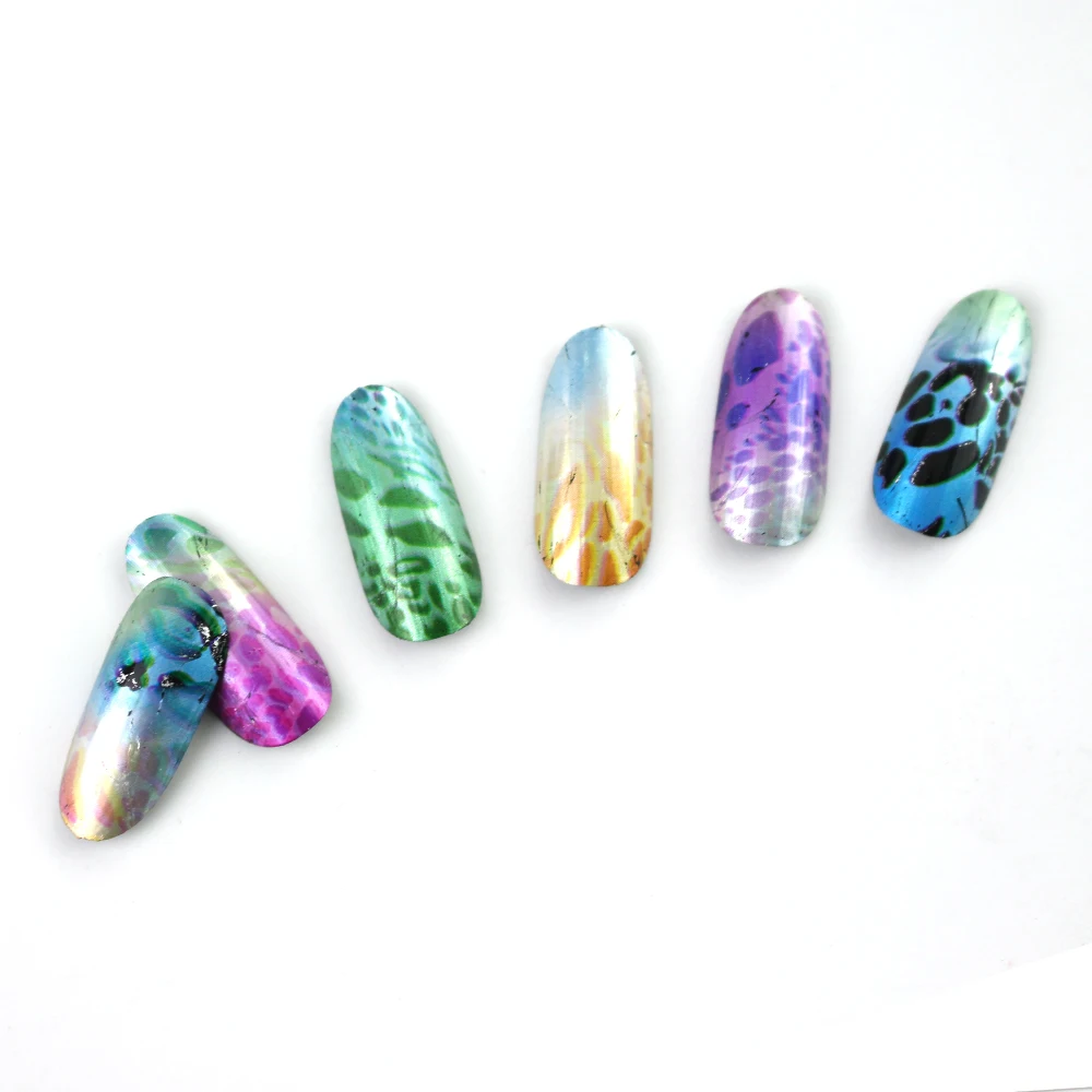 Голографическая переводная Фольга для ногтей цветной Леопардовый принт 16