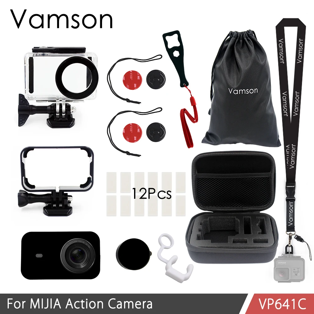 Vamson для Xiaomi mijia 4k водонепроницаемый чехол для дайвинга защитный корпус чехол для камеры 4K корпус для экшн-камеры набор веревки безопасности VP641 - Цвет: VP641C