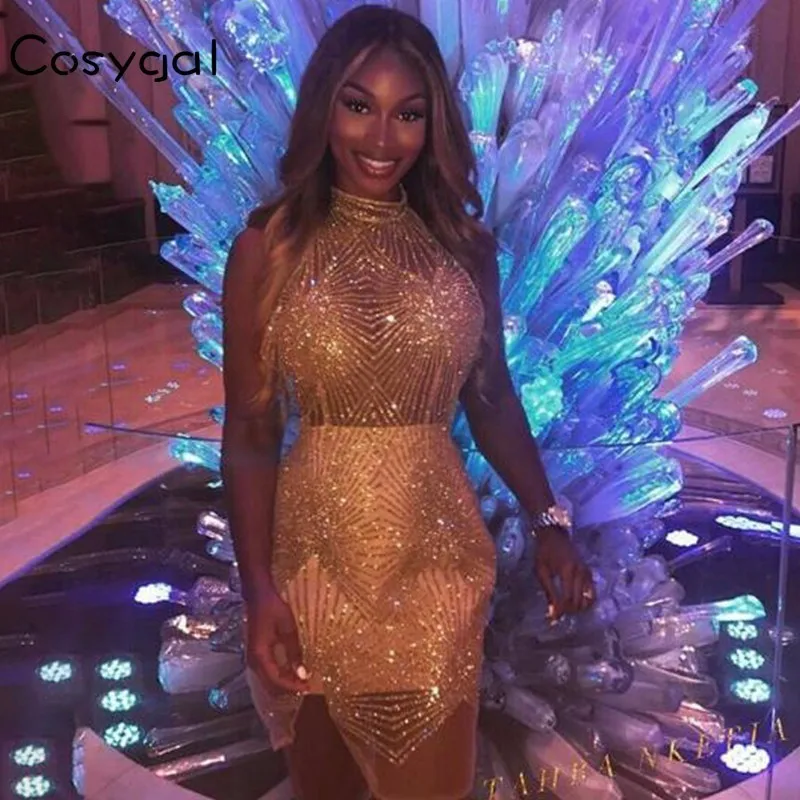 COSYGAL шикарное мини платье с открытой спиной женские сексуальные платья на