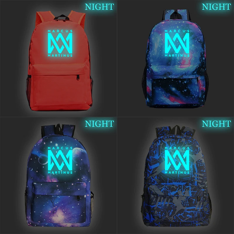 Светящийся рюкзак Маркус и Мартинус модный дорожный ранец с новым узором для