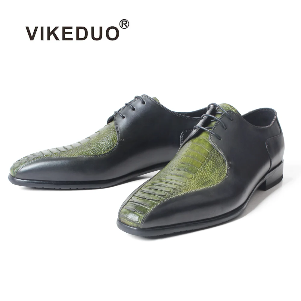 VIKEDUO/Роскошная Брендовая обувь из кожи страуса Мужские модельные туфли дерби