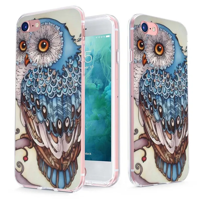 MLCRIYG мягкий телефон чехол для iPhone 6 S Plus 7 8 X TPU красочный пейзаж Единорог Сова