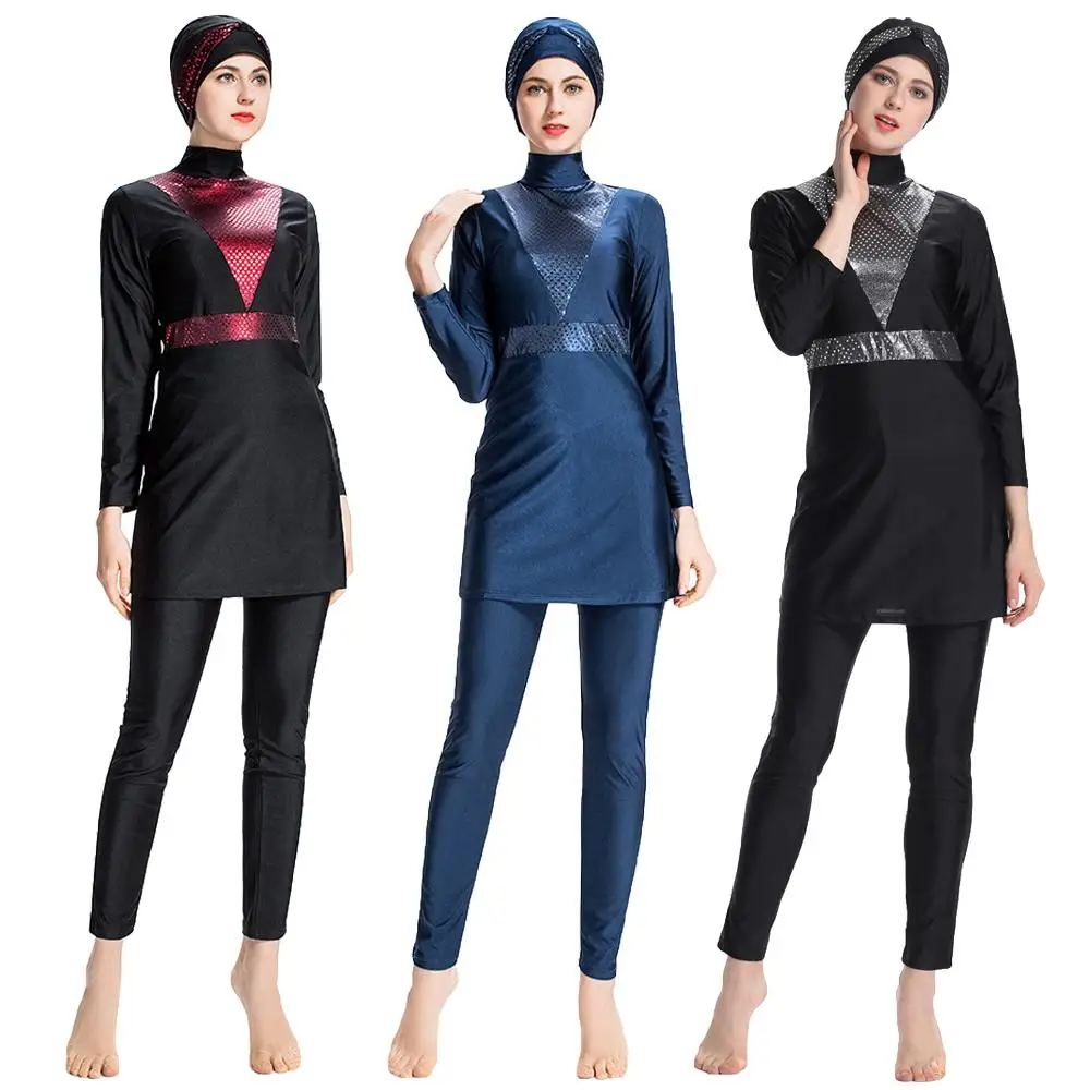 Женский купальный костюм Burkini мусульманский с полным покрытием из 3 предметов
