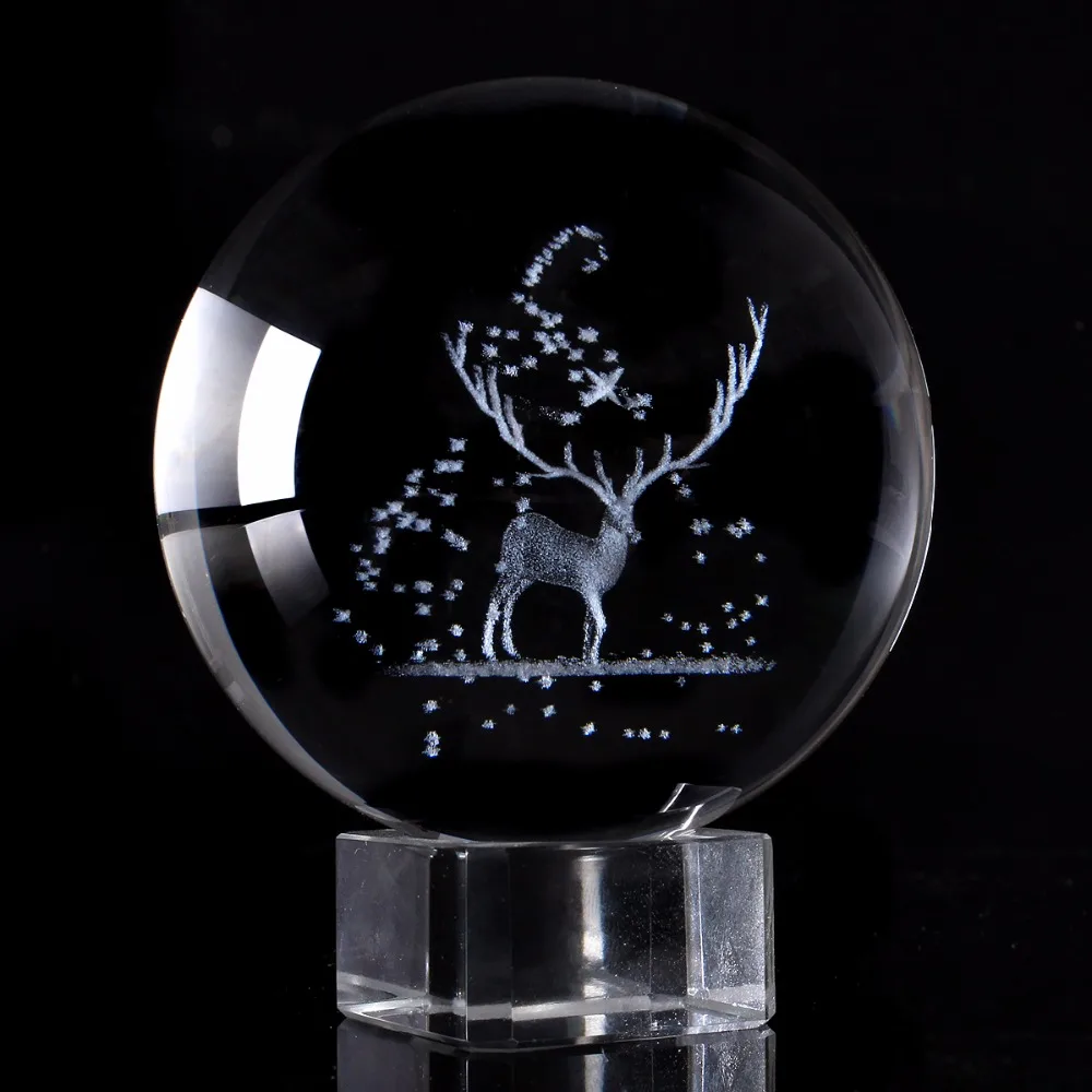 

3,15 дюймов 3D Лось хрустальный шар лазерная гравировка животных стеклянный шар Миниатюрная модель домашний Декор подарок орнамент