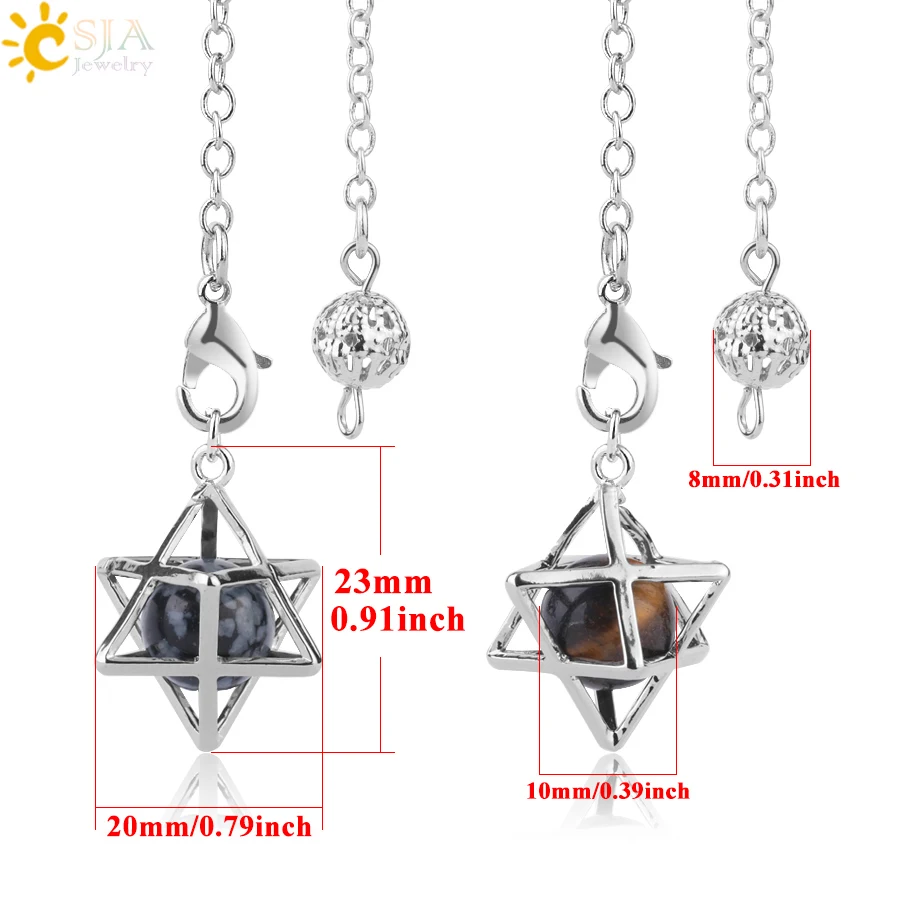 Натуральный камень CSJA Reiki Merkaba маятник для Wicca тонущий шестиконечный кулон