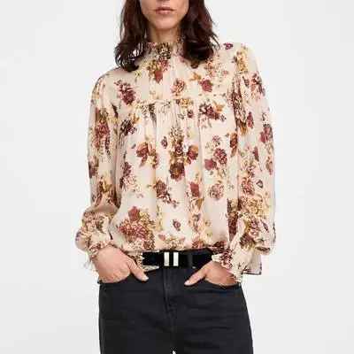 2018 Осень za женские falbala свободные рубашки оборки blusa блузка с длинным рукавом