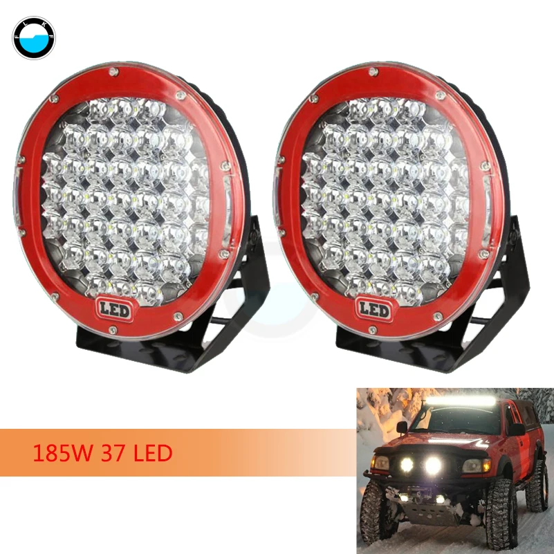 2 pcs 185W Round 9" Led Work Light Fog Headlight 12V 24V Off road 4WD 4x4 Led Spotlight Black Led Driving Lighting