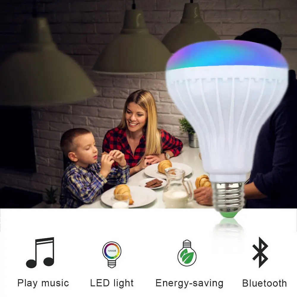 ГОРЯЧАЯ Беспроводная Bluetooth Колонка B27 B22 12 Вт RGB лампа светодиодный 110 В 220 в умный светодиодный музыкальный плеер аудио с пультом дистанционного управления