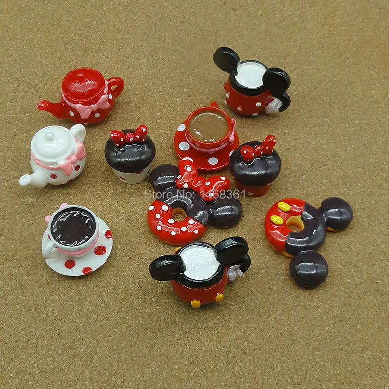 5 шт./лот распродажа кофейная чашка Микки и Минни кабошоны смешанных размеров для