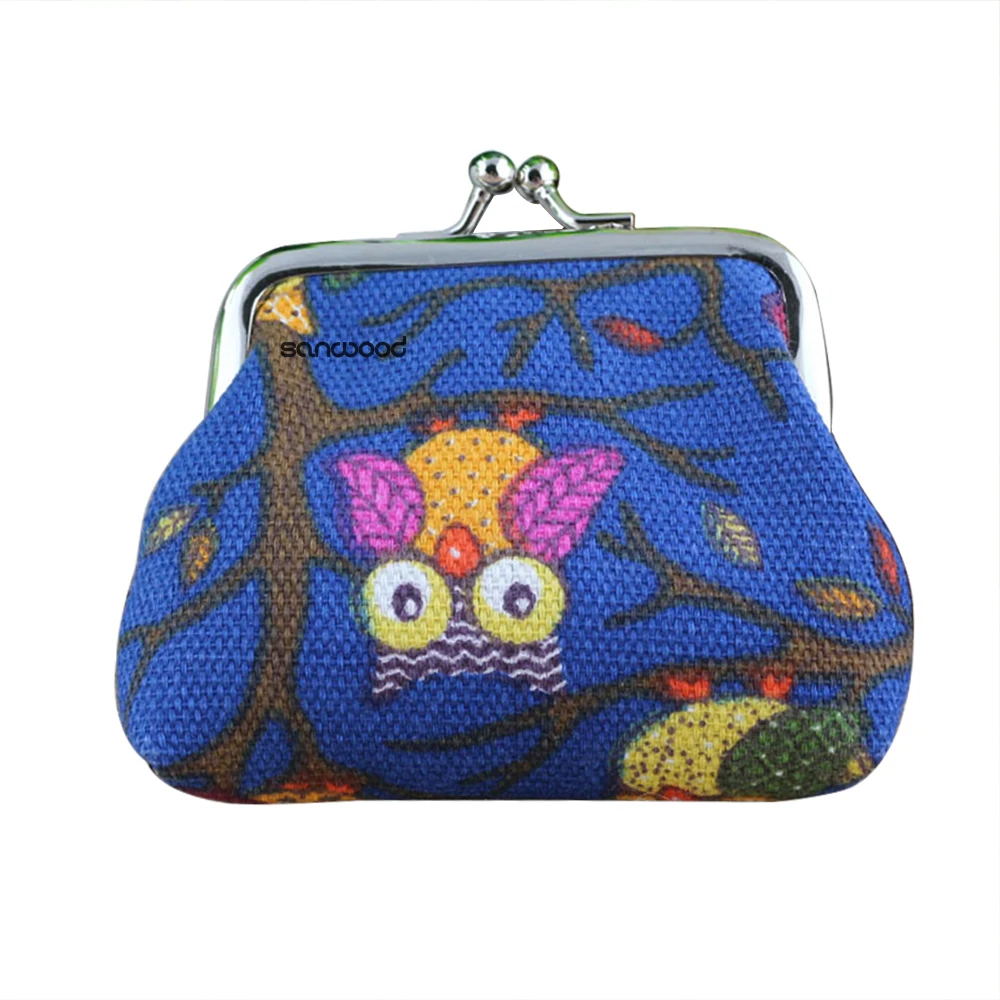 Dark Blue Модный женский милый разноцветный кошелек с принтом совы, кошельки, Холщовая Сумка для денег - Цвет: Dark Blue