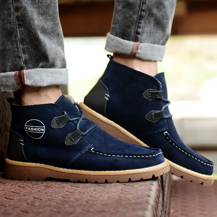 2017 новые мужские кожаные ботинки осенью и зимой отдых Британский стиль платье