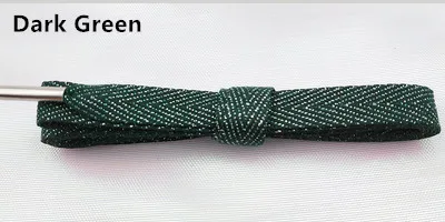 Dark Green Однотонные блестящие шнурки из полиэстера и хлопка с узором «елочка» для женщин и мужчин; цветная Спортивная повседневная обувь из кожи; шнурки; Прямая поставка - Цвет: Dark Green