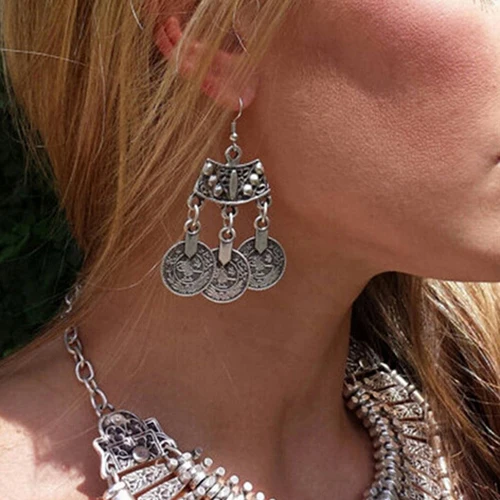 12 Pairs Женская Мода Этническая Ювелирные Изделия Старинные Монеты Падение