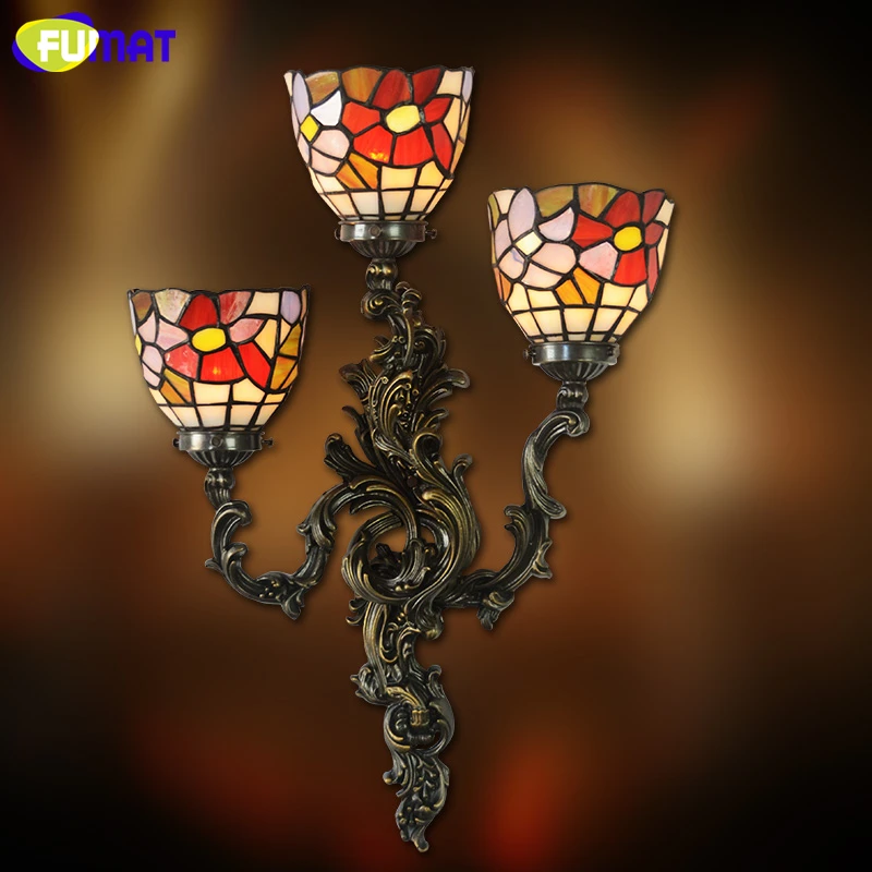 

FUMAT Sconce Wall Lights Garden Stained Glass Shade abajur Lamp Corridor Bar Living Room Decoration Mirror Front Light Fixtures