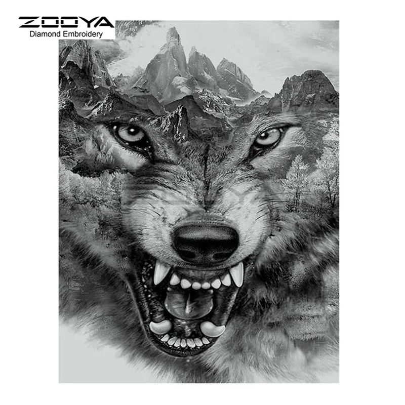 

ZOOYA Diamond Embroidery Landscape 5D DIY Diamond Painting Animal Wolf Diamond Painting Cross Stitch Rhinestone Mosaic BJ1839