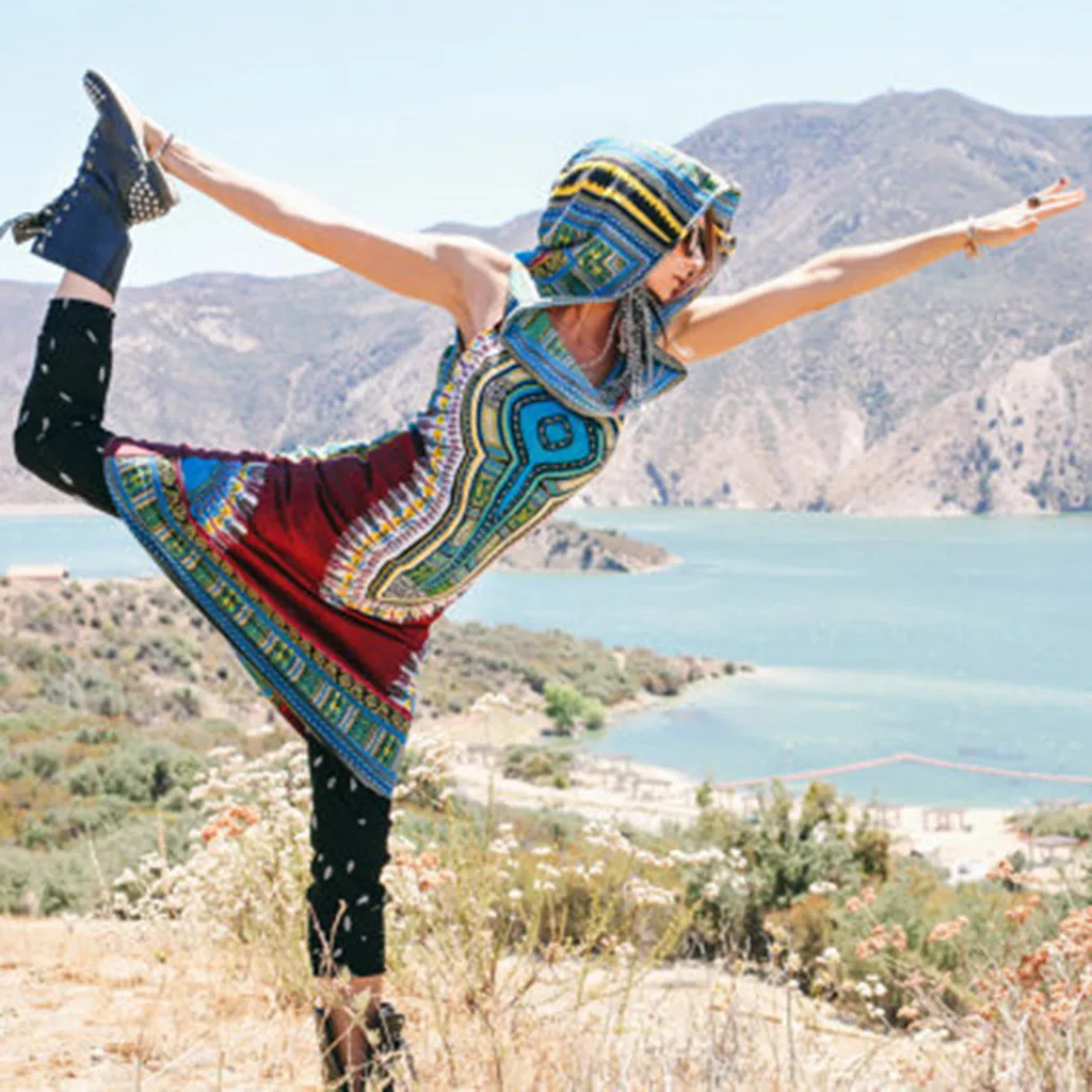 Женское платье с цифровым принтом приталенное модное капюшоном Vestidos de fiesta